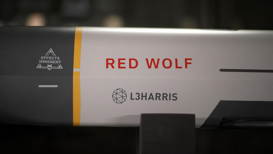 L3Harris Pack of Launched Effects, Red Wolf Render Close-up label