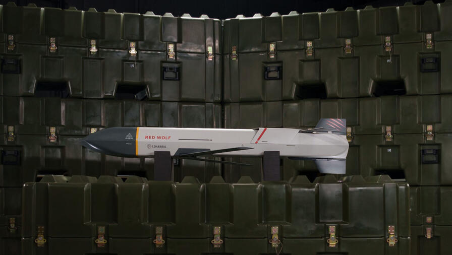 L3Harris Pack of Launched Effects, Red Wolf display on trunk in darkened room