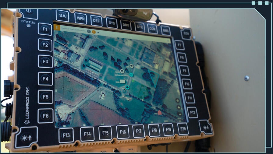 Touchscreen situational awareness software interface showing common operational picture