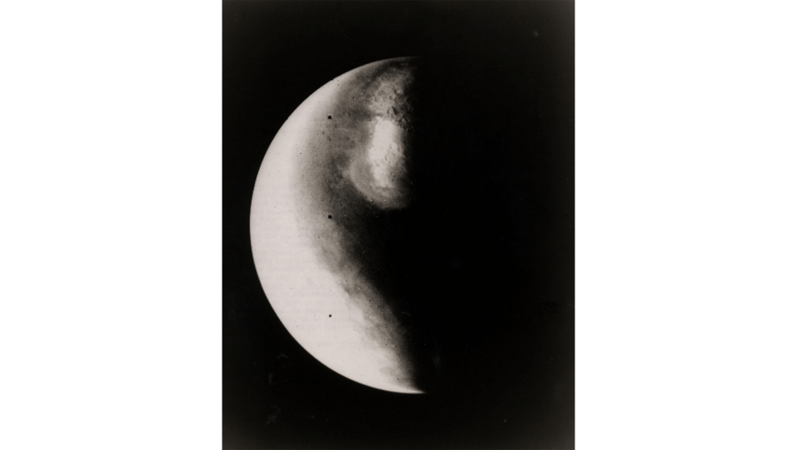 Half-Mars hangs in space 685,000 kilometers (425,000 miles) above Viking 1 as the spacecraft approaches the planet.