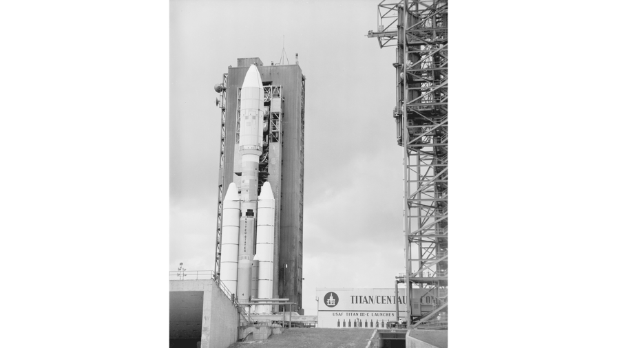 The Titan III/Centaur, Viking 1, is sitting on the launch pad ready for blast off. The launch occurred on August 20, 1975. The mission was for the scientific investigation of Mars, and United States’ first attempt to soft land a spacecraft on another planet.