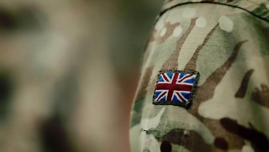 UK soldier with flag on sleeve