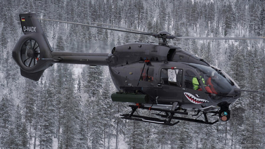 WESCAM MX-15D on Airbus H145M side view inflight