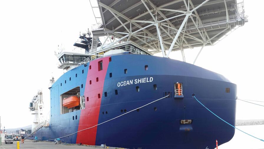 The Ocean Shield large ship docked at port