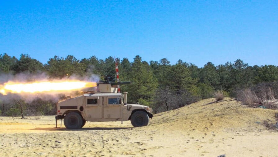 U.S. National Guard Soldier fires a TOW 2B missile
