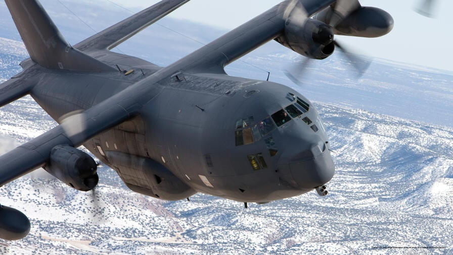 WESCAM MX-15 on Lockheed Martin C130 inflight front view