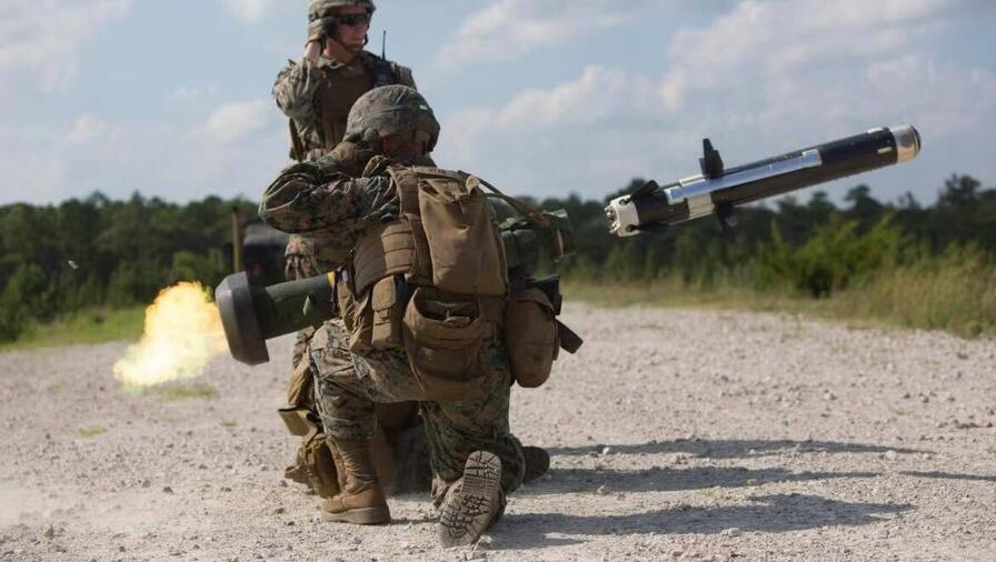U.S. Marines fire a FMG 148 Javelin shoulder anti-tank missile during a training exercise.