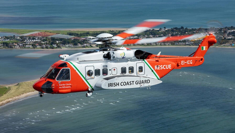 The Irish Coast Guard Search and Rescue helicopter in flight