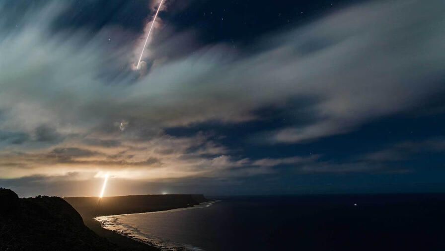 A Standard Missile-3 Block IIA is fired from a Vertical Launching System on Andersen Air Force Base, Guam as part of Flight Experiment Mission-02. (Credit: MDA)