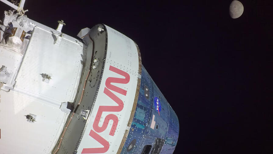 Nov. 26, 2022 - On flight day 11, NASA’S Orion spacecraft captured imagery looking back at the Earth from a camera mounted on one of its solar arrays. The spacecraft is currently in a distant retrograde orbit around the Moon. (Credit: NASA)