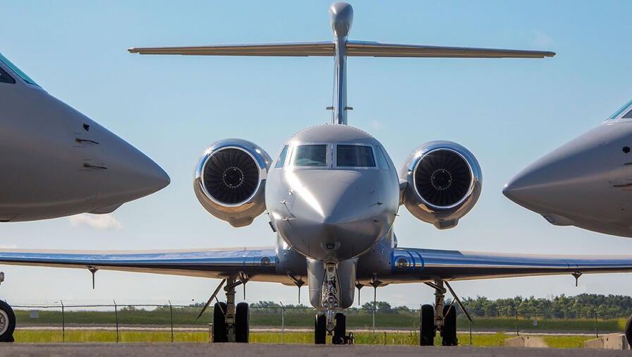 a modified jet sits on the runway