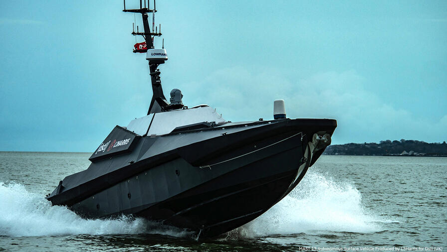 MAST 13 Autonomous Surface Vehicle speeding through the water